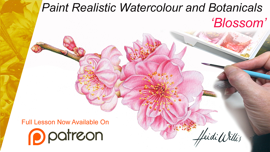 online painting tutorial blossom watercolour